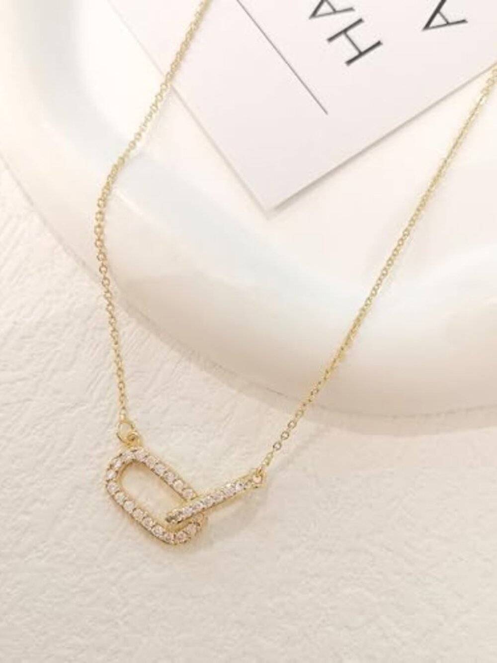 New - Diamond Pendant‎ Necklace for Women, Dainty Gold Necklace 14k Gold Plated